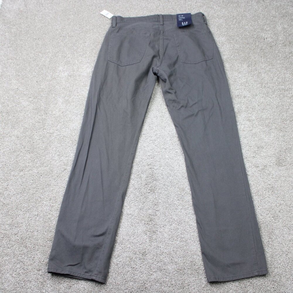 GAP Denim Chino Pants NWT Mens 30x32 Gray Straight Leg Flat Front Mid Rise - Picture 6 of 15